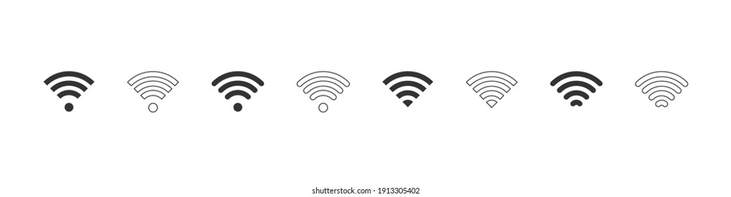 WIFI-Symbole gesetzt. WLAN-Internetzeichen einzeln auf weißem Hintergrund. Vektorgrafik