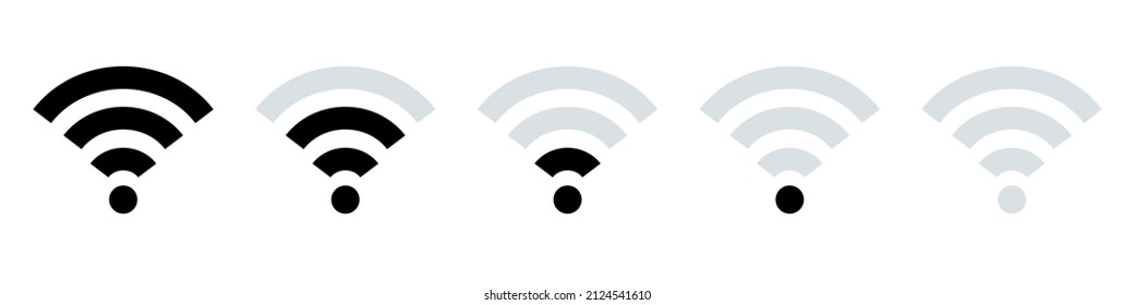 Wi-fi icons. Set icons of wireless internet. Vector clipart isolated on white background.