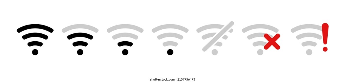 Iconos Wi-Fi. Establece los iconos de Internet inalámbrico. Clipart vector aislado en fondo blanco.