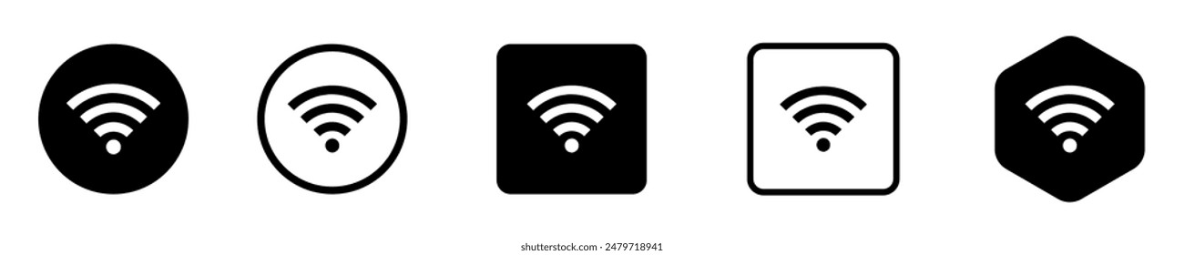 Conjunto de símbolos de iconos de WiFi Ilustración de Clipart de Vector con logotipo negro