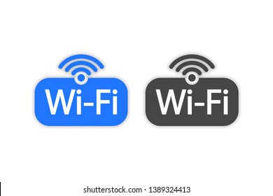Wifi icons, symbols, sign with shadow. Wi-Fi web icons ui, elements blue and black color. Vector illustration. EPS 10