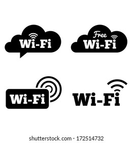 Wifi icons. Wifi symbols. Wireless Network cloud icons. Wifi zone. Vector illustration.