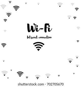 Wi-Fi icons vector illustration. Wireless internet area, wifi mobile network, connection symbols. Black and white wi-fi zone concept, communication service elements 