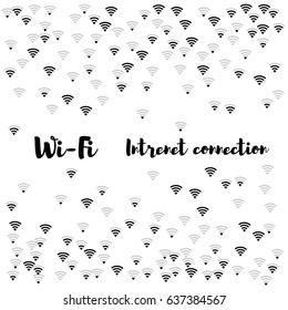 Wi-Fi icons vector pattern. Wireless internet area, wifi mobile network, connection symbols. Black and white background, wi-fi zone concept. Digital technology signs, communication service elements.