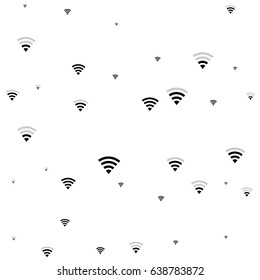 Wi-Fi Icons Vector Pattern. Wireless Internet Area, Wifi Mobile Network, Connection Symbols. 