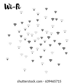 Wi-Fi icons vector pattern. Wireless internet area, wifi mobile network, connection symbols. Black and white background, wi-fi zone concept. Digital technology signs, communication service elements.