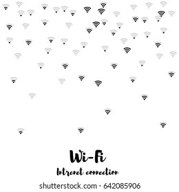 Wi-Fi icons vector pattern. Wireless internet area, wifi mobile network, connection symbols. Black and white background, wi-fi zone concept. Digital technology signs, communication service elements.