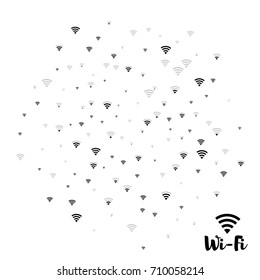Wi-Fi icons vector pattern. Wireless internet area, wifi mobile network, connection symbols. Black and white background, wi-fi zone concept. Digital technology signs, communication service elements.