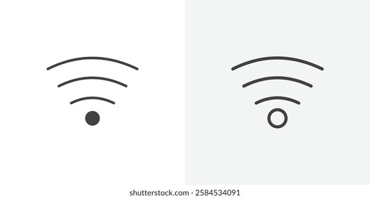 Wifi icons vectors illustrations in black fill and liner versions
