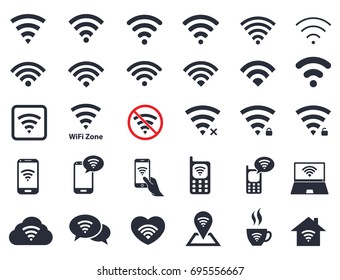 Wifi Icons Wireless Symbols Set Internet Stock Vector (Royalty Free ...