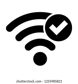 Wifi icon.Wireless connections vector sign.Wifi with checkmark illustration for graphic design, web and mobile platforms.