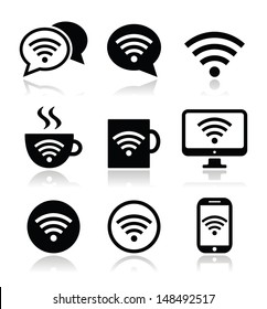 Wifi, Internet Cafe, Wifi Vector Icons Set