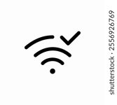 wifi internet connected check mark icon sign vector