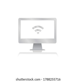 conexión wifi a Internet dentro del monitor de pantalla en blanco con imagen del vector de imagen minimalista de reflexión
