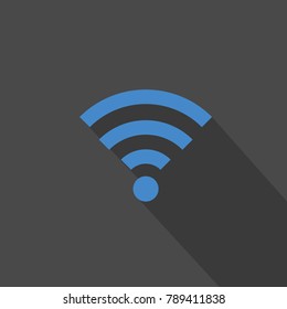 Wifi internet connection wireless technology network and communication vector icon with shadow with dark gray background for internet cafe website streaming social media or eps10 