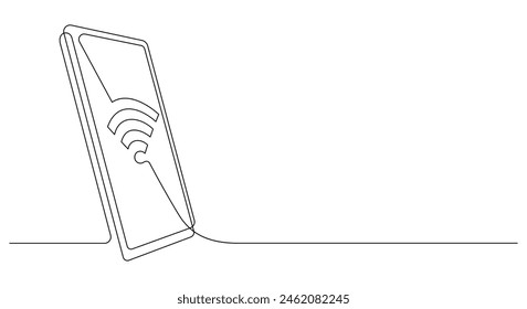 wifi internet hotspot technology telecommunication smartphone one line continuous vector illustration minimalism