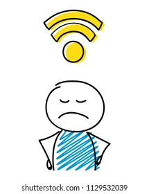 Wifi (internet) icon with angry stickman. Vector.