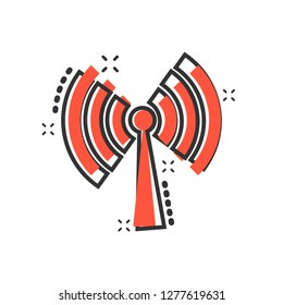 Wifi internet icon in comic style. Wi-fi wireless technology vector cartoon illustration pictogram.