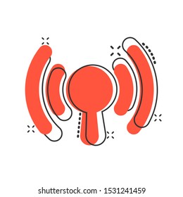 Wifi internet icon in comic style. Wi-fi wireless technology vector cartoon illustration pictogram. Network wifi business concept splash effect.