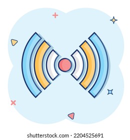 Wifi internet icon in comic style. Wi-fi wireless technology vector cartoon illustration pictogram. Network wifi business concept splash effect.