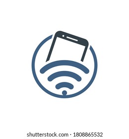 WLAN-Internet und Logo-Design für Handys. Mobile WiFi-Freigabesymbol. Mobiltechnologie-Zeichen.
