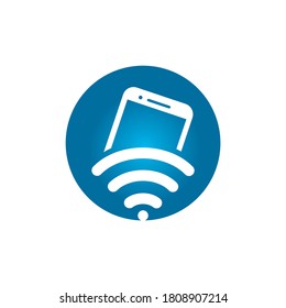Wifi internet and mobile logo design. Mobile WiFi sharing symbol. Mobile Technology sign.