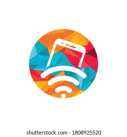 Internet inalámbrica y diseño de logotipo móvil. Símbolo para compartir WiFi móvil. Signo de tecnología móvil.
