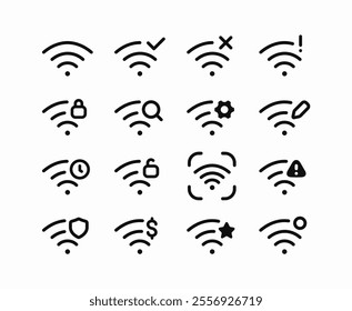 wifi internet network icons set icon sign vector