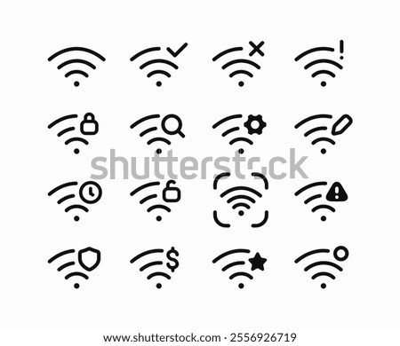 wifi internet network icons set icon sign vector