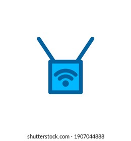 Wifi internet network router icon in blue color style. Connection and network icon