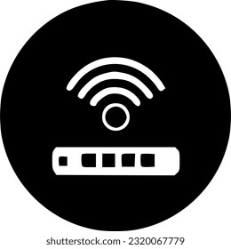 Icono de encaminador de Internet Wifi, signo plano relleno, signo de pictograma sólido, símbolo, vector, arte