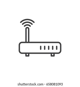 WIFI, Internet router line icon, outline vector sign, linear style pictogram isolated on white. Symbol, logo illustration. Editable stroke. Pixel perfect