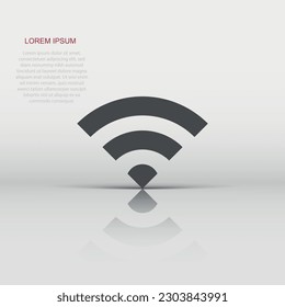 Wifi internet sign icon in flat style. Wi-fi wireless technology vector illustration on white isolated background. Network wifi business concept.