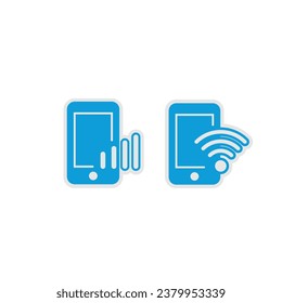 wifi and internet signal sticker logo design.