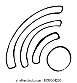 símbolo de Internet wifi, elemento vector en estilo doodle, libro de colores, objeto aislado