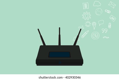 wifi isolated with green background and icon data collection