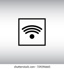 Wi-fi isolated vector icon. Free wi fi zone flat vector sign. WiFi connection square button.