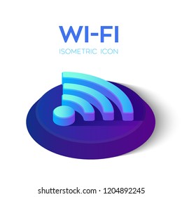 Wi-Fi Isometric Icon. 3D Isometric Wi-Fi Sign. Created For Mobile, Web, Decor, Print Products, Application. Perfect for web design, banner and presentation. Vector Illustration.