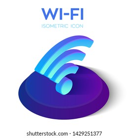 Wi-Fi Isometric Icon. 3D Isometric Wi-Fi Sign. Created For Mobile, Web, Decor, Print Products, Application. Perfect for web design, banner and presentation. Vector Illustration.