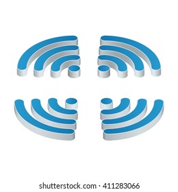 Wi-Fi Isometric Icon. Set Of Four Wifi Icons For Business Or Commercial Use. Flat 3d Vector Illustration.