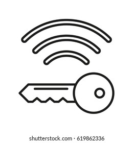 Wifi Key Password In Thin Line Style Isolated On White Background. Created For Mobile, Web, Decor, Print Products, Application