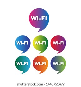 wi-fi labels or tags. circle sticker with gradient color.trendy color. modern design.set 