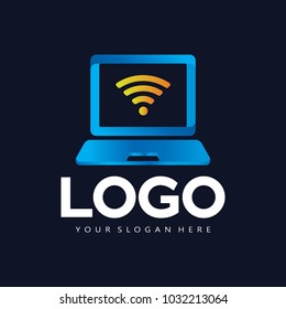 Wifi Laptop Icon Logo vector