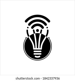 Wifi Led Bulb Icon, Li-Fi Internet, Light Fidelity Wireless Communication Technology Vector Art Illustration