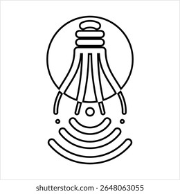 Wifi Led Bulb Icon, Li-Fi Internet, Light Fidelity Wireless Communication Technology Vector Art Illustration