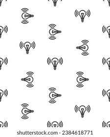 Wifi Led Bulb Icon Seamless Pattern, Li-Fi Internet, Light Fidelity Wireless Communication Technology Vector Art Illustration