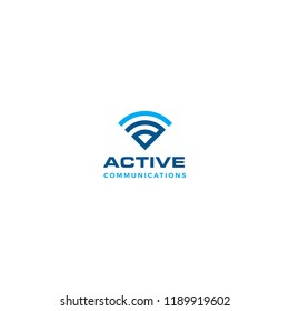 Wifi or Wi-Fi A letter communications logo vector icon