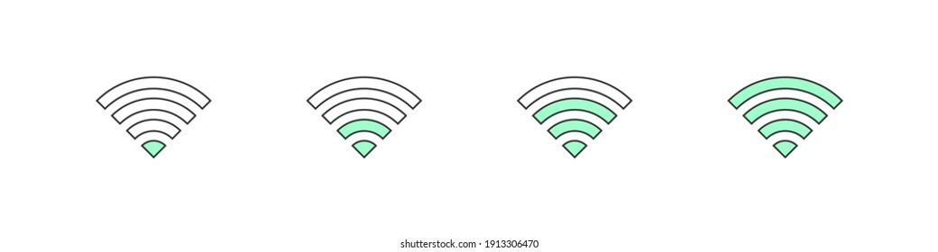 Wifi level icons. Wireless internet signs isolated on white background. Linear style. Vector illustration
