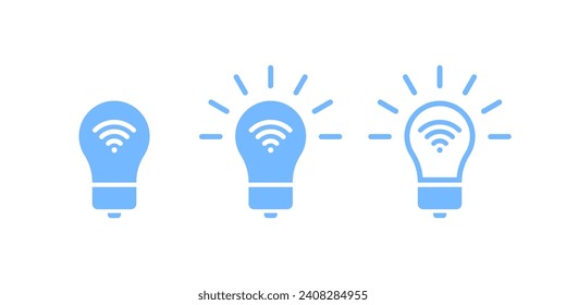 Iconos de la bombilla WiFi. Iconos del vector