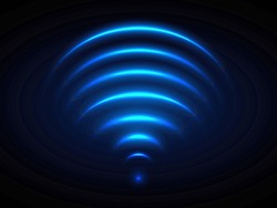 Wi-Fi Light Effect, Blue Glowing Signal Sensor Waves Internet Wireless Connection. Wireless Technology Digital Radar Or Sonar With Glowing Light Effect. Vector
